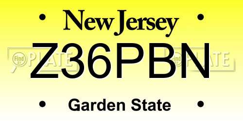 Z36PBN New Jersey License Plate