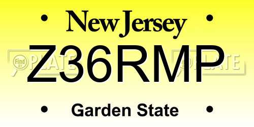 Z36RMP New Jersey License Plate