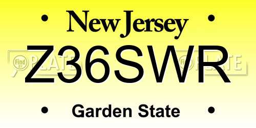 Z36SWR New Jersey License Plate