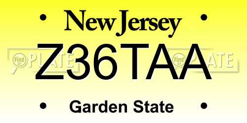 Z36TAA New Jersey License Plate