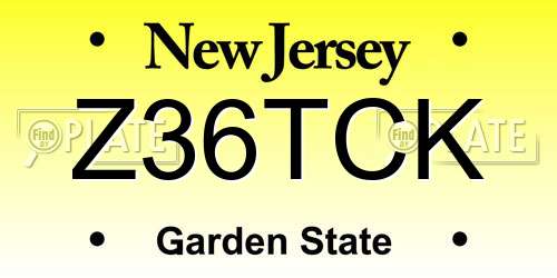 Z36TCK New Jersey License Plate