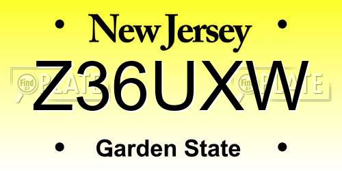 Z36UXW New Jersey License Plate