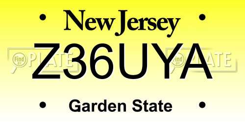 Z36UYA New Jersey License Plate
