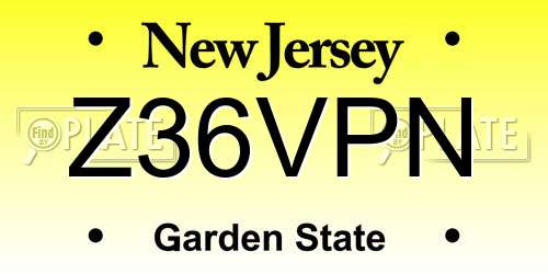 Z36VPN New Jersey License Plate