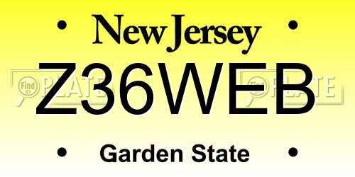 Z36WEB New Jersey License Plate