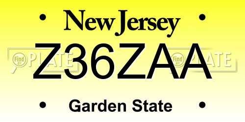 Z36ZAA New Jersey License Plate
