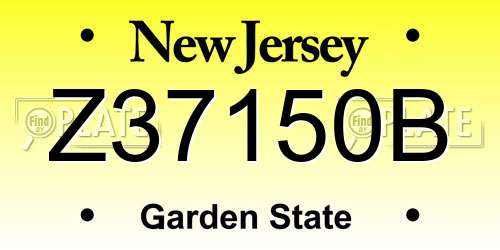 Z37150B New Jersey License Plate