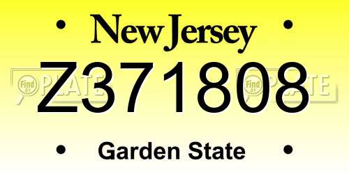 Z371808 New Jersey License Plate