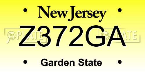Z372GA New Jersey License Plate