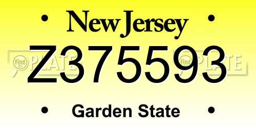 Z375593 New Jersey License Plate