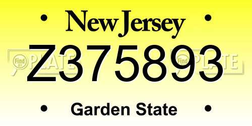 Z375893 New Jersey License Plate