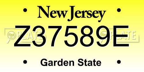 Z37589E New Jersey License Plate