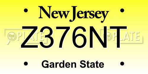 Z376NT New Jersey License Plate
