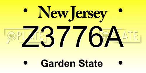 Z3776A New Jersey License Plate