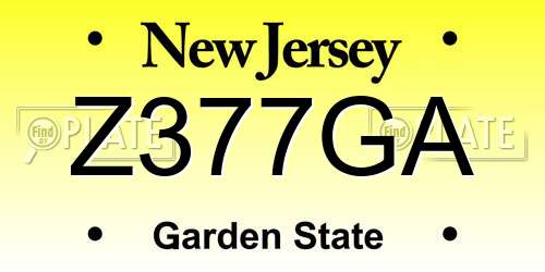 Z377GA New Jersey License Plate