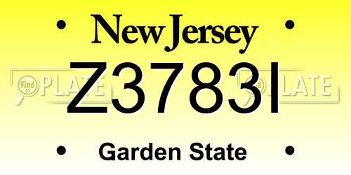 Z3783I New Jersey License Plate