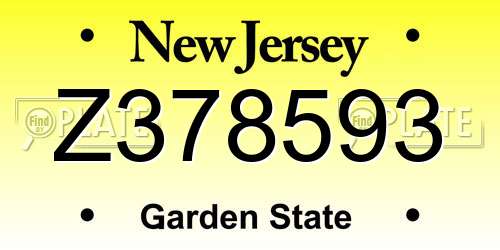 Z378593 New Jersey License Plate