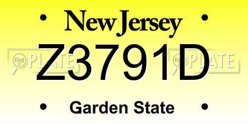 Z3791D New Jersey License Plate