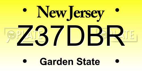 Z37DBR New Jersey License Plate