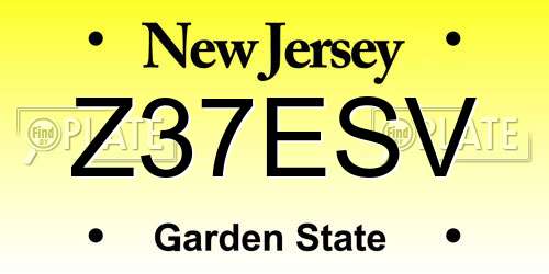 Z37ESV New Jersey License Plate