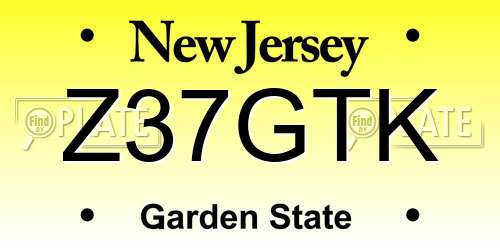 Z37GTK New Jersey License Plate