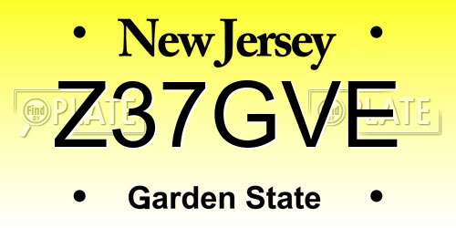 Z37GVE New Jersey License Plate