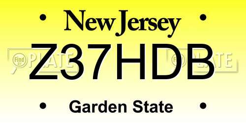 Z37HDB New Jersey License Plate