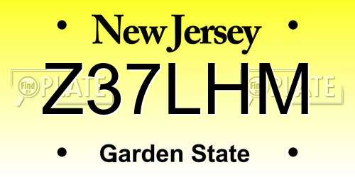 Z37LHM New Jersey License Plate