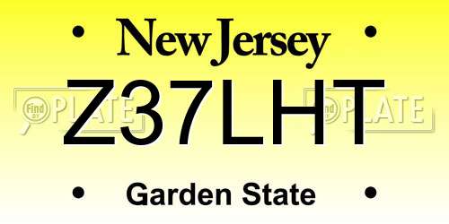 Z37LHT New Jersey License Plate