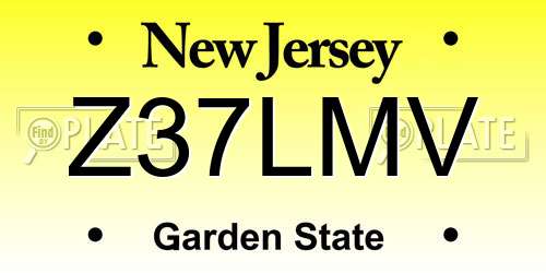 Z37LMV New Jersey License Plate