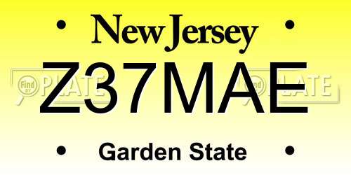 Z37MAE New Jersey License Plate
