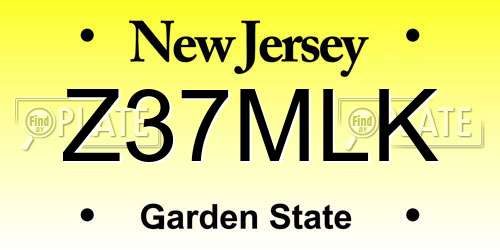 Z37MLK New Jersey License Plate