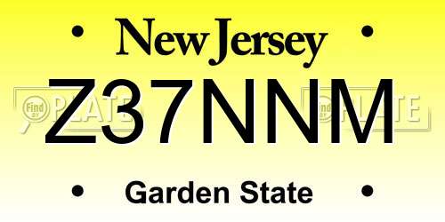 Z37NNM New Jersey License Plate