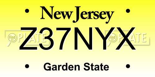 Z37NYX New Jersey License Plate