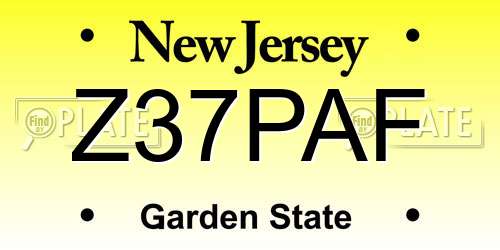 Z37PAF New Jersey License Plate