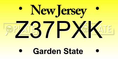 Z37PXK New Jersey License Plate