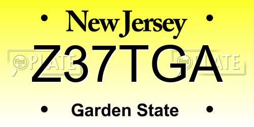 Z37TGA New Jersey License Plate