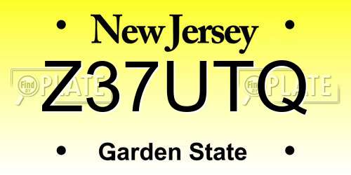 Z37UTQ New Jersey License Plate
