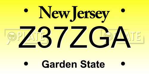 Z37ZGA New Jersey License Plate