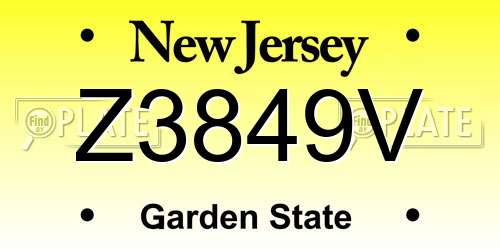 Z3849V New Jersey License Plate