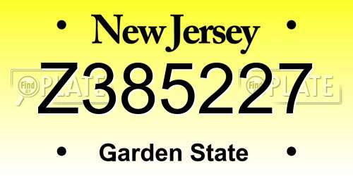 Z385227 New Jersey License Plate