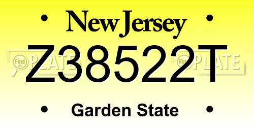 Z38522T New Jersey License Plate
