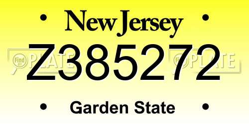 Z385272 New Jersey License Plate