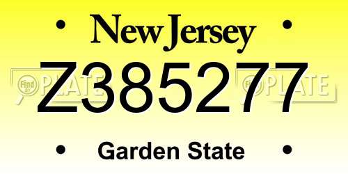 Z385277 New Jersey License Plate