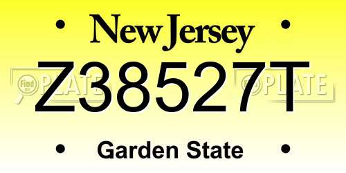 Z38527T New Jersey License Plate