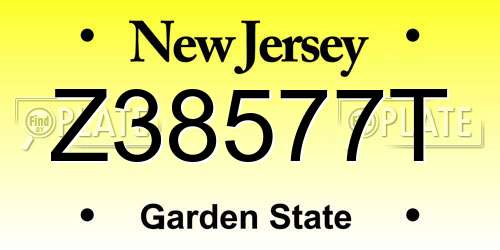 Z38577T New Jersey License Plate