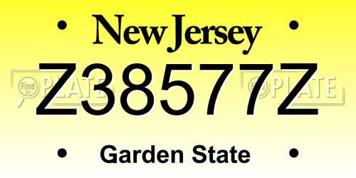 Z38577Z New Jersey License Plate