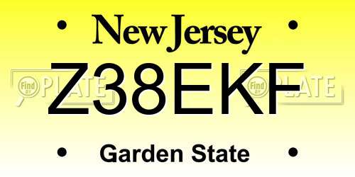 Z38EKF New Jersey License Plate