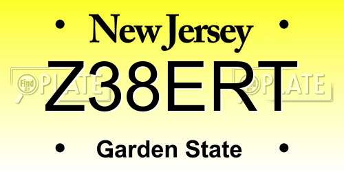 Z38ERT New Jersey License Plate