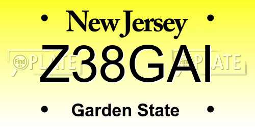 Z38GAI New Jersey License Plate